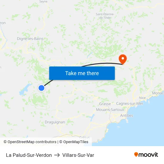 La Palud-Sur-Verdon to Villars-Sur-Var map