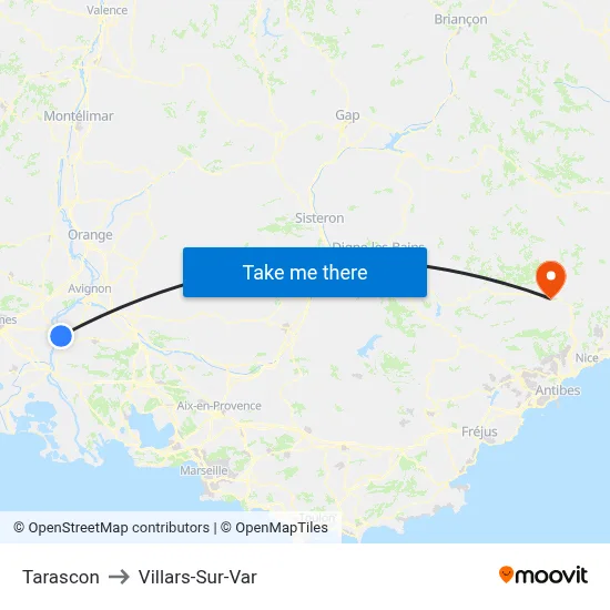 Tarascon to Villars-Sur-Var map