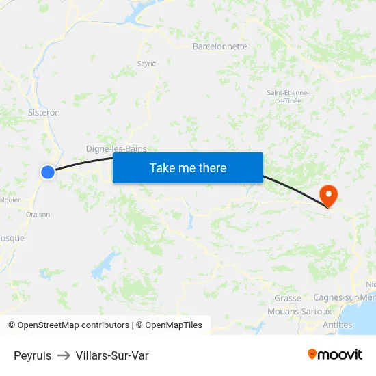 Peyruis to Villars-Sur-Var map