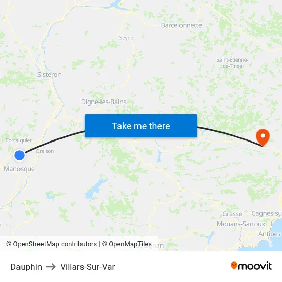 Dauphin to Villars-Sur-Var map