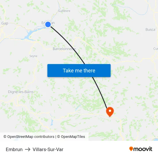 Embrun to Villars-Sur-Var map