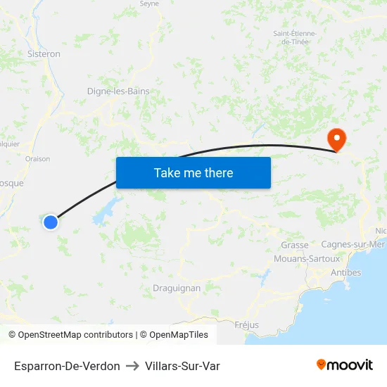 Esparron-De-Verdon to Villars-Sur-Var map