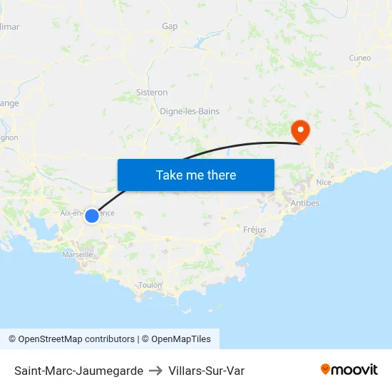 Saint-Marc-Jaumegarde to Villars-Sur-Var map