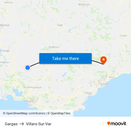 Gargas to Villars-Sur-Var map