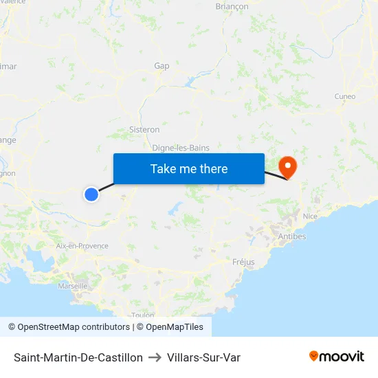 Saint-Martin-De-Castillon to Villars-Sur-Var map