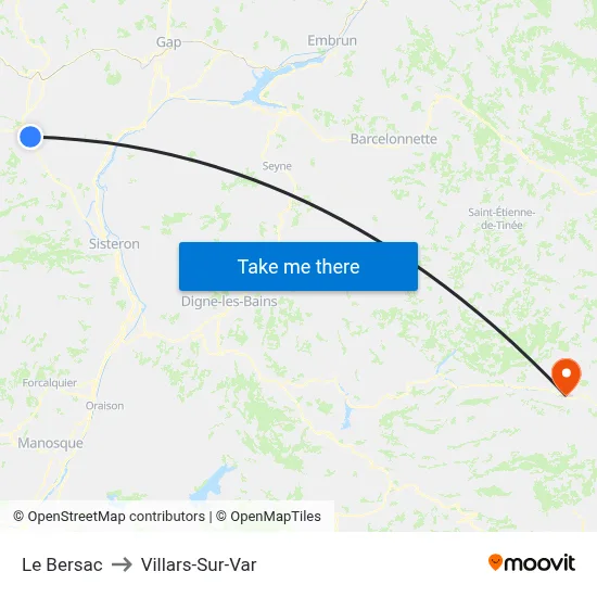 Le Bersac to Villars-Sur-Var map