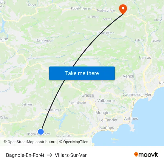Bagnols-En-Forêt to Villars-Sur-Var map