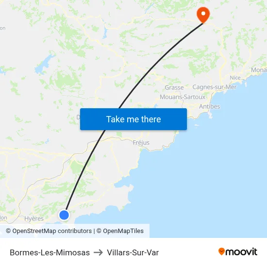 Bormes-Les-Mimosas to Villars-Sur-Var map