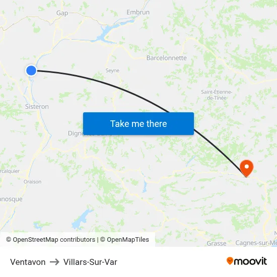 Ventavon to Villars-Sur-Var map