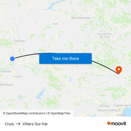 Cruis to Villars-Sur-Var map