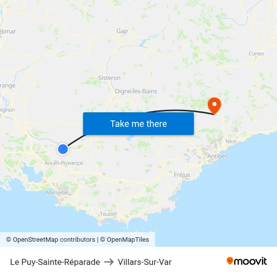 Le Puy-Sainte-Réparade to Villars-Sur-Var map