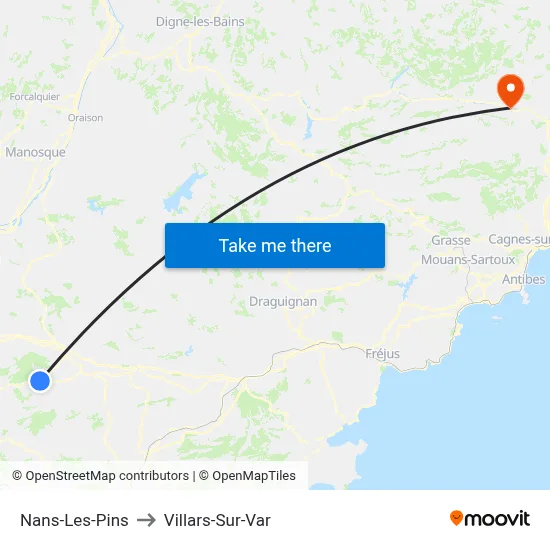 Nans-Les-Pins to Villars-Sur-Var map
