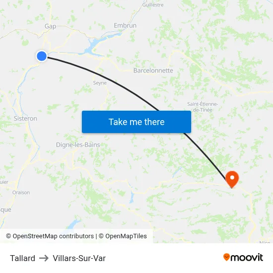 Tallard to Villars-Sur-Var map