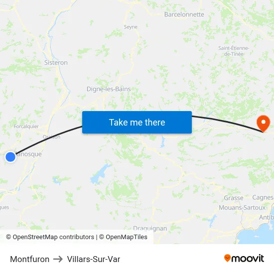 Montfuron to Villars-Sur-Var map