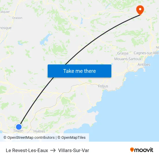 Le Revest-Les-Eaux to Villars-Sur-Var map