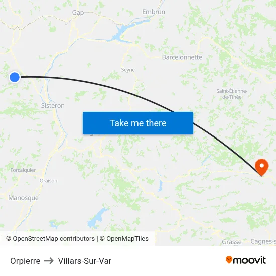 Orpierre to Villars-Sur-Var map
