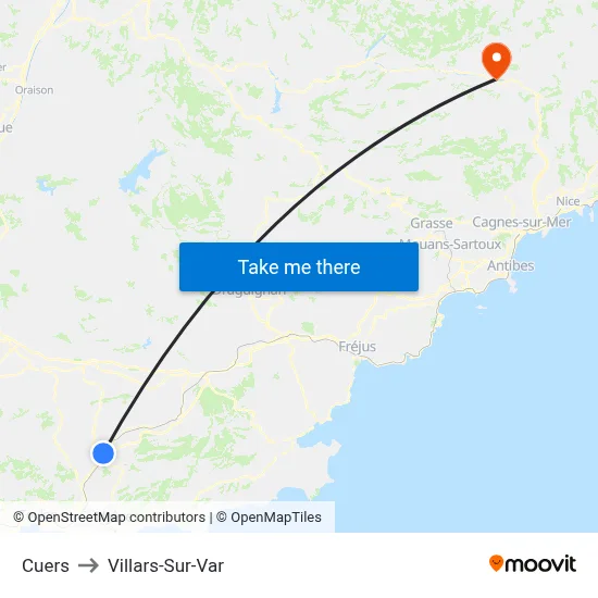 Cuers to Villars-Sur-Var map