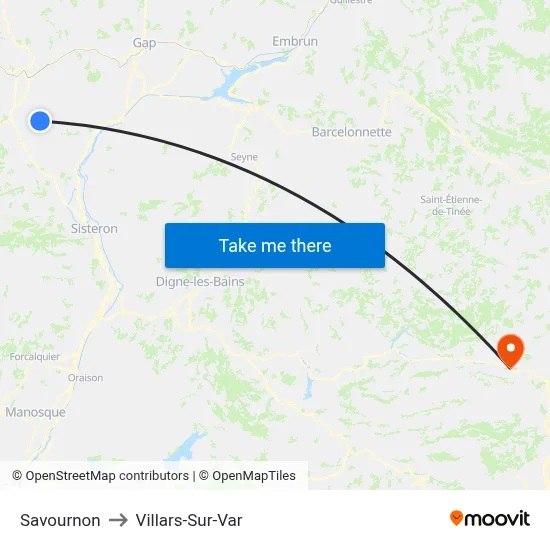 Savournon to Villars-Sur-Var map