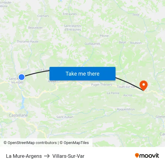 La Mure-Argens to Villars-Sur-Var map