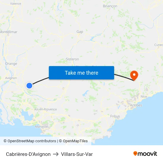 Cabrières-D'Avignon to Villars-Sur-Var map