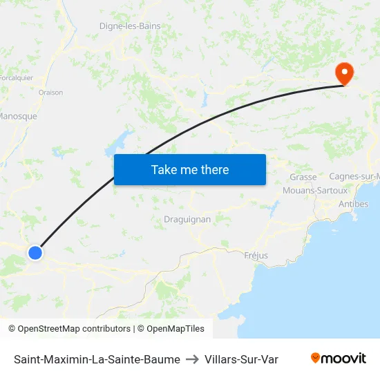 Saint-Maximin-La-Sainte-Baume to Villars-Sur-Var map