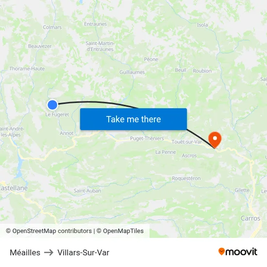 Méailles to Villars-Sur-Var map