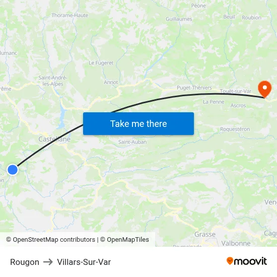 Rougon to Villars-Sur-Var map