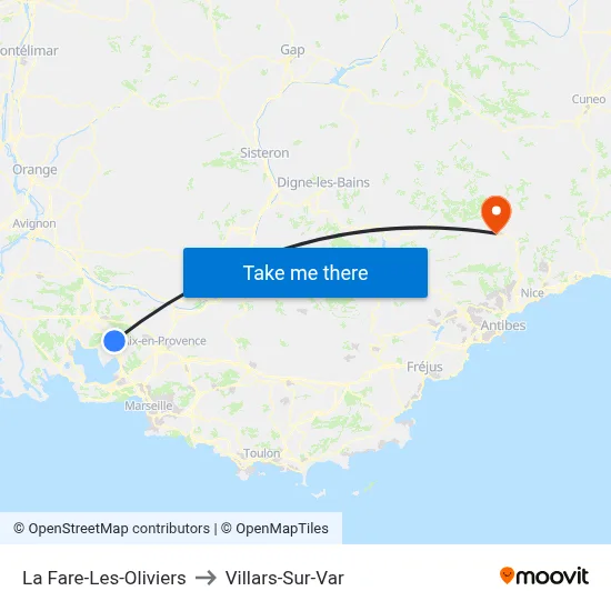 La Fare-Les-Oliviers to Villars-Sur-Var map