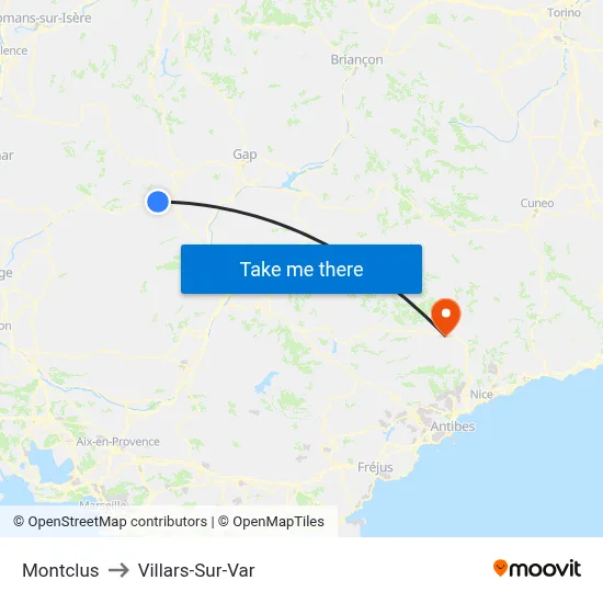 Montclus to Villars-Sur-Var map
