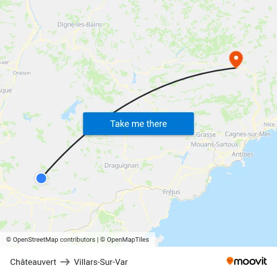 Châteauvert to Villars-Sur-Var map