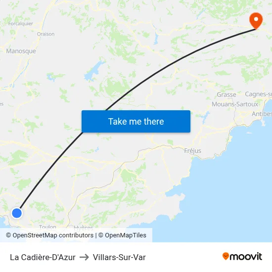 La Cadière-D'Azur to Villars-Sur-Var map
