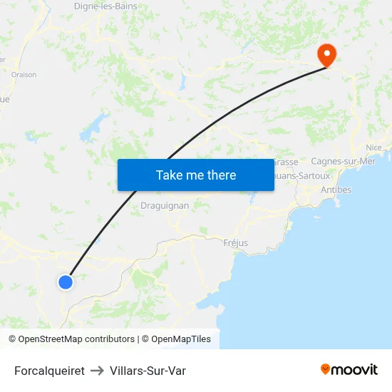 Forcalqueiret to Villars-Sur-Var map
