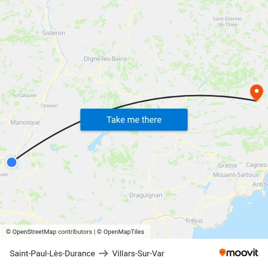 Saint-Paul-Lès-Durance to Villars-Sur-Var map
