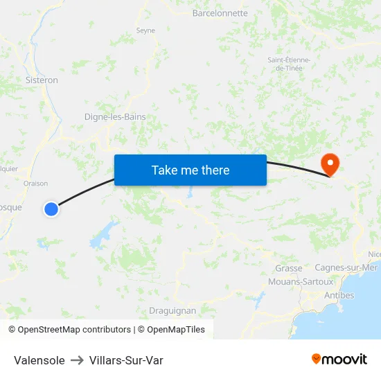 Valensole to Villars-Sur-Var map