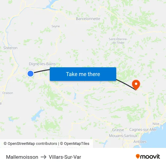 Mallemoisson to Villars-Sur-Var map