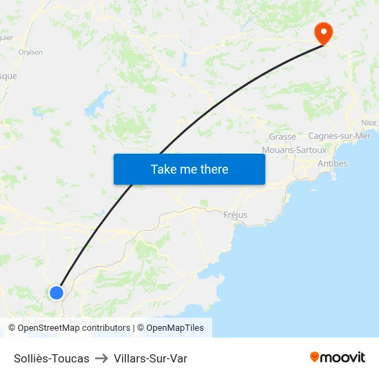 Solliès-Toucas to Villars-Sur-Var map
