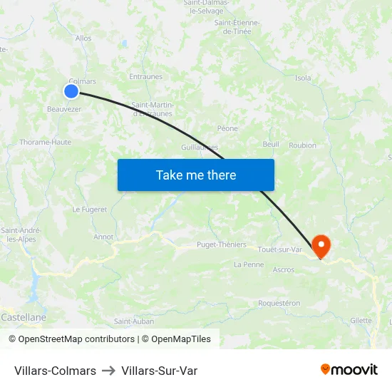 Villars-Colmars to Villars-Sur-Var map