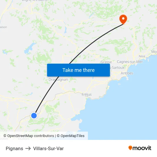 Pignans to Villars-Sur-Var map