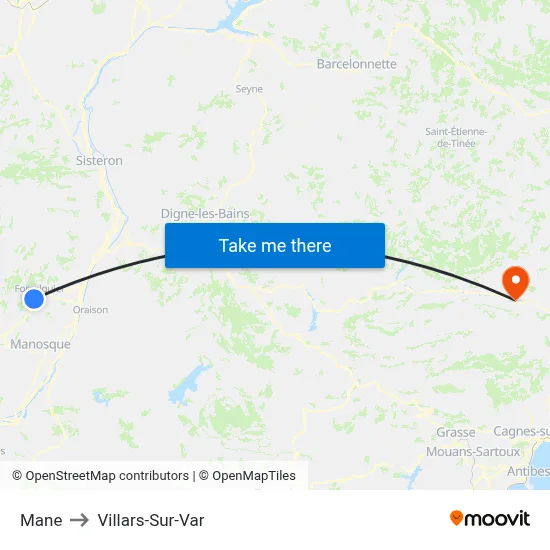 Mane to Villars-Sur-Var map