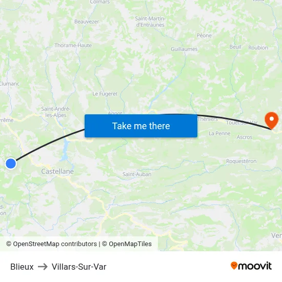Blieux to Villars-Sur-Var map
