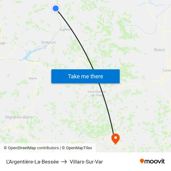 L'Argentière-La-Bessée to Villars-Sur-Var map