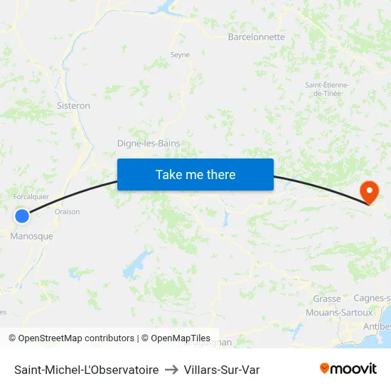 Saint-Michel-L'Observatoire to Villars-Sur-Var map