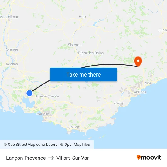 Lançon-Provence to Villars-Sur-Var map