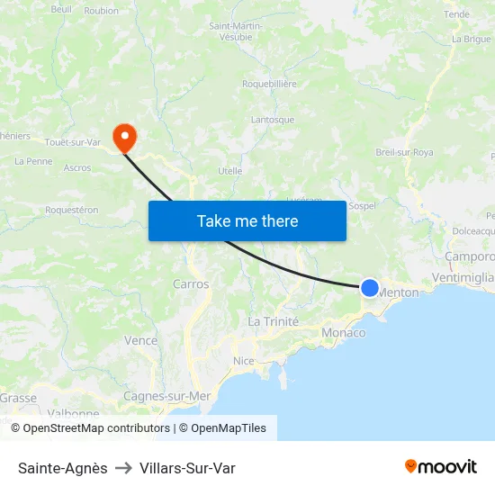 Sainte-Agnès to Villars-Sur-Var map