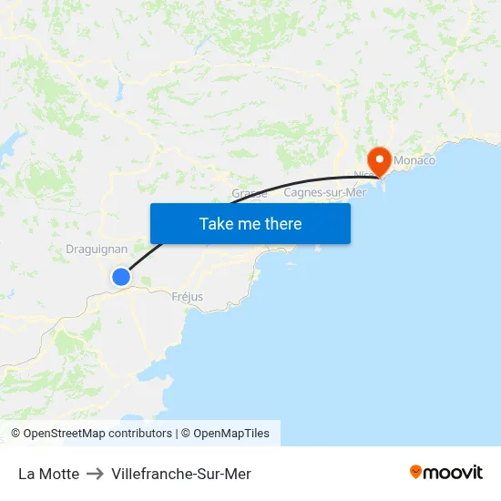 La Motte to Villefranche-Sur-Mer map
