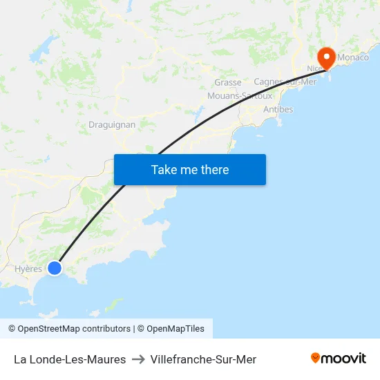 La Londe-Les-Maures to Villefranche-Sur-Mer map