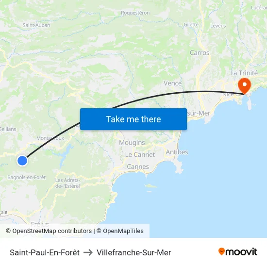 Saint-Paul-En-Forêt to Villefranche-Sur-Mer map