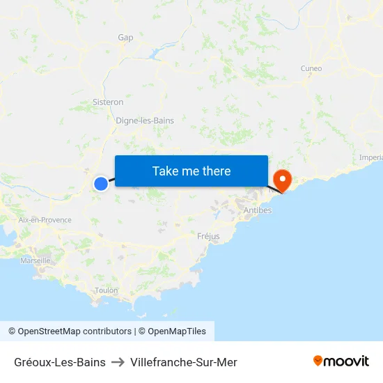 Gréoux-Les-Bains to Villefranche-Sur-Mer map