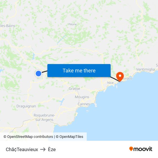 Chã¢Teauvieux to Èze map