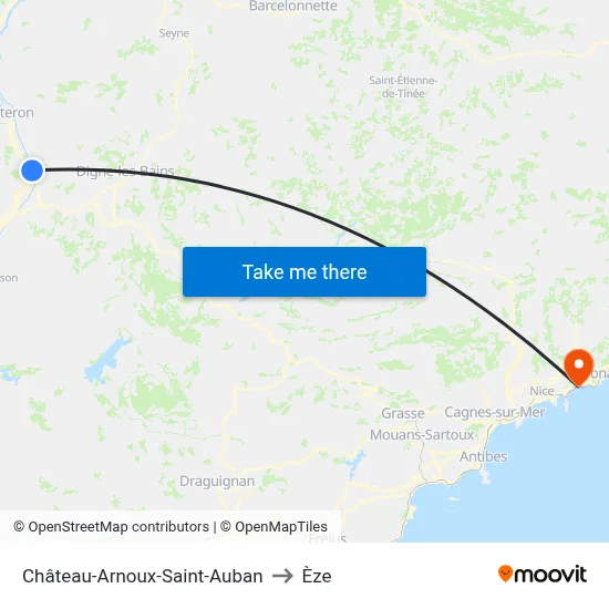 Château-Arnoux-Saint-Auban to Èze map